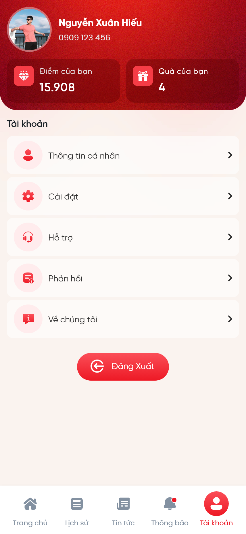 Ứng dụng Tích điểm, đổi quà tặng